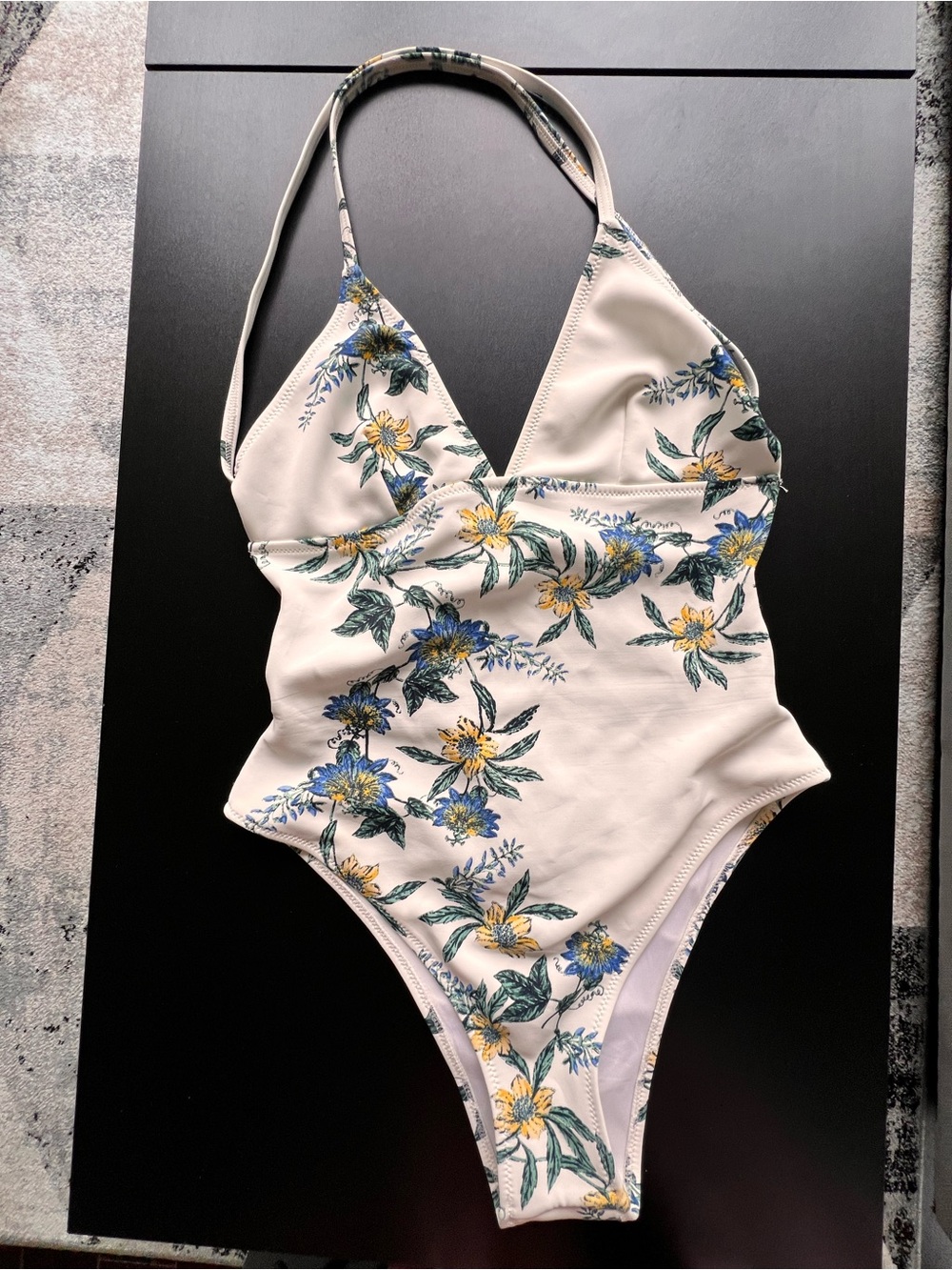 Somedays Lovin Cream Floral Halter One-Piece Swimsuit